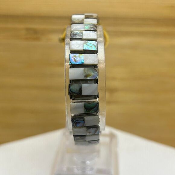 Women's LA EXPRESS Gold Tone Abalone Shell Checkered MOP Bracelet Watch, 24mm - Picture 4 of 4